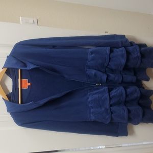 MODCLOTH Dark Blue Layered Sweater Long XL Zip Hoodie